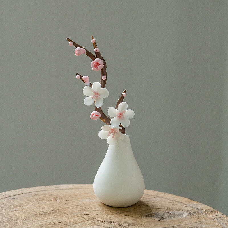 新中式手工陶瓷梅花牡丹玫瑰向日葵立体仿真花创意家用花瓶摆件