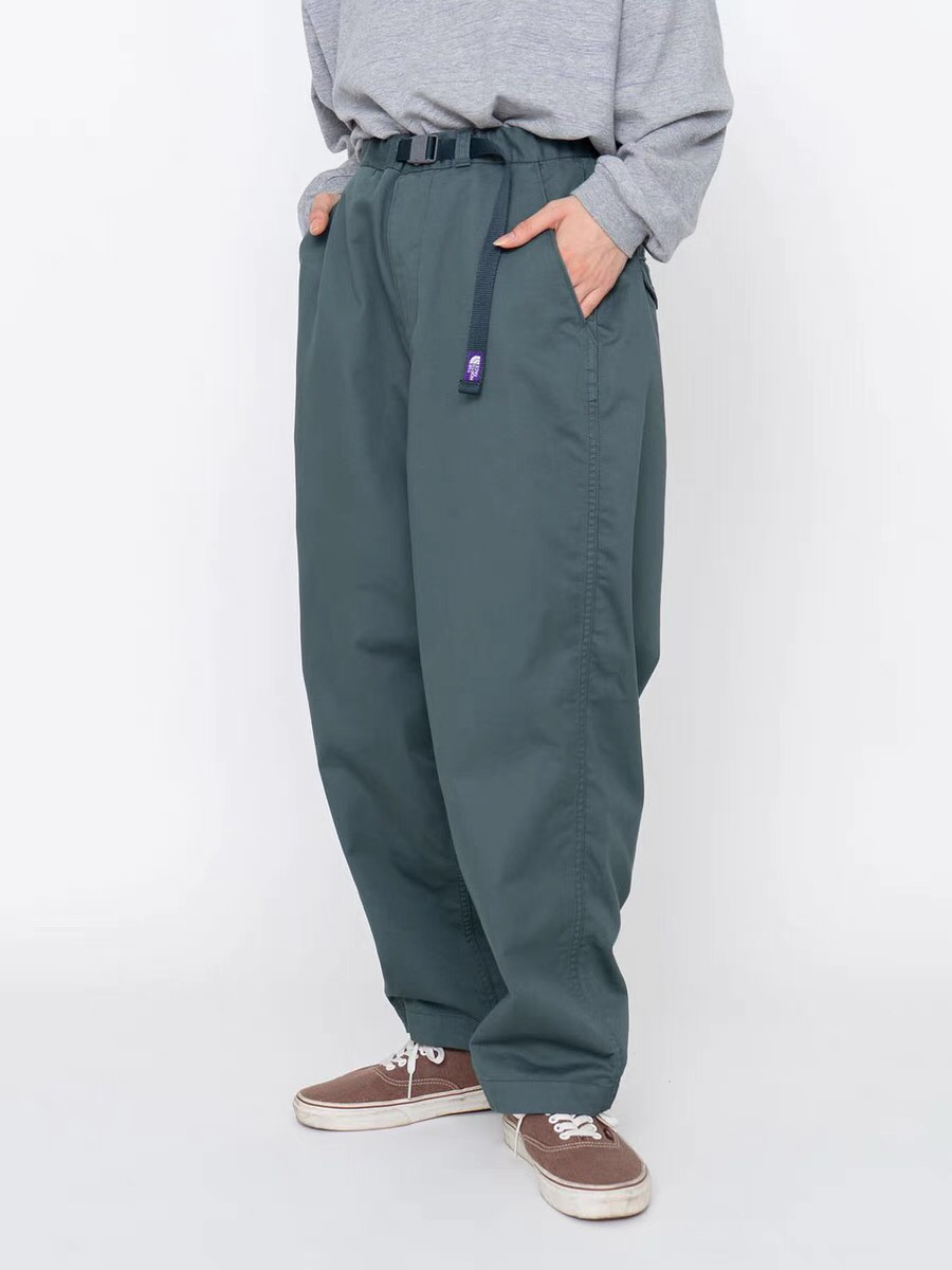 日系紫标 stretch twill 拉伸腰带纯色休闲宽松工装直筒长裤23AW