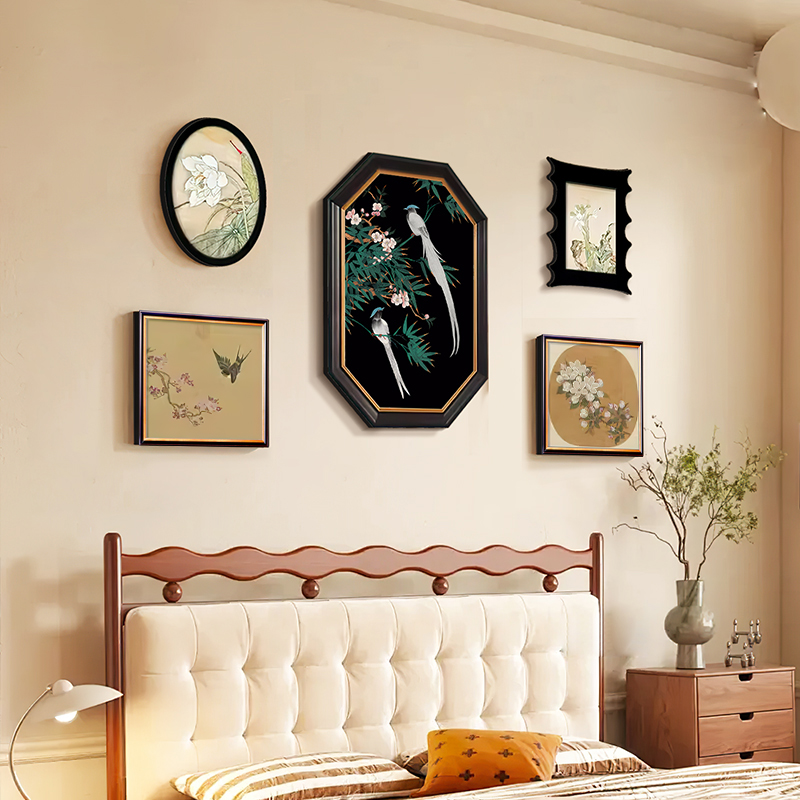 法式中国风装饰画客厅新中式沙发背景墙壁画竹子中古风卧室挂画