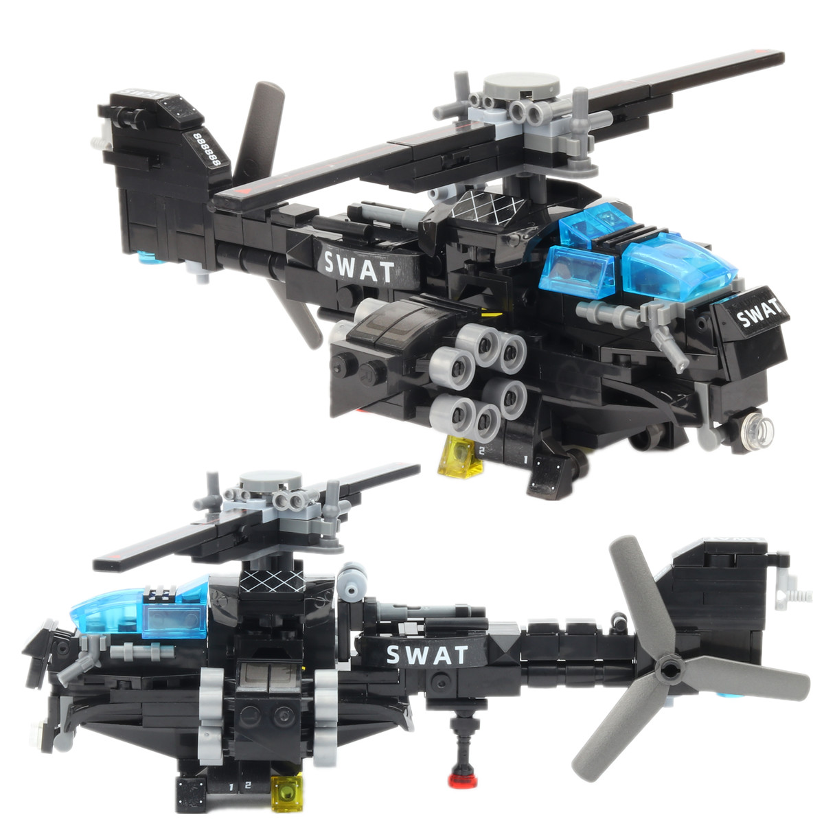 兼容乐高现代SWAT特警武装直升机警察装甲车拼装模型益智积木玩具