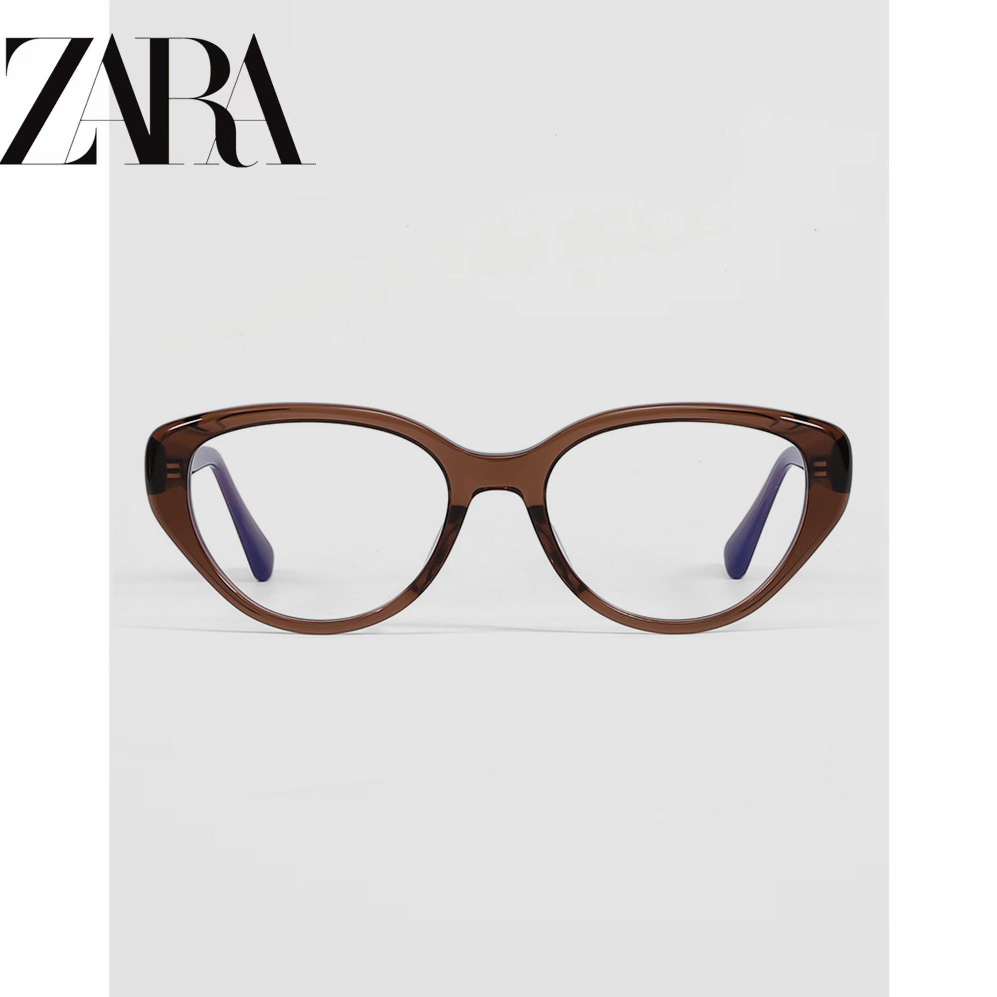 zara美拉德风冷茶色猫眼眼镜框女近视可配度数素颜神器眼睛镜框架