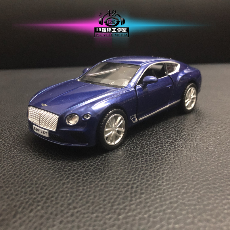 马珂垯1 36 宾利欧陆GT蓝色 仿真合金开门回力玩具车汽车模型摆件