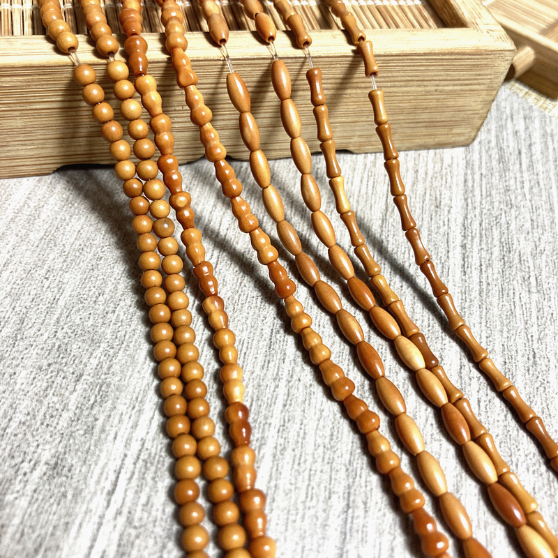 天然橄榄核圆珠葫芦竹节米珠形状隔珠项链长条配件DIY手链配饰品