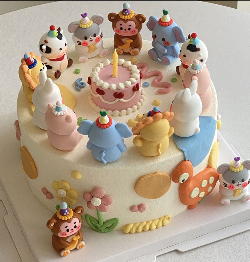 成都同城生日蛋糕配送 低糖纯动物奶油卡通儿童男孩女孩周岁蛋糕