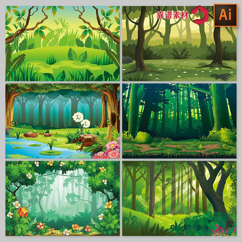 卡通森林风景画