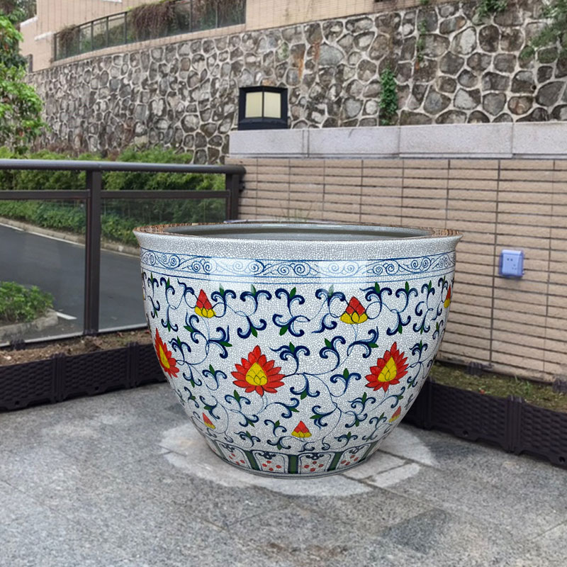 景德镇青花陶瓷鱼缸大号特大老式庭院荷花睡莲造景直径1米80厘米