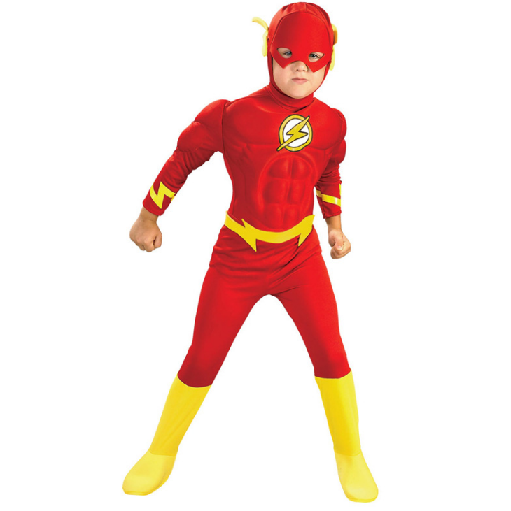 儿童节万圣节装扮超级英雄肌肉装闪电侠男孩动漫人物角色扮演服装