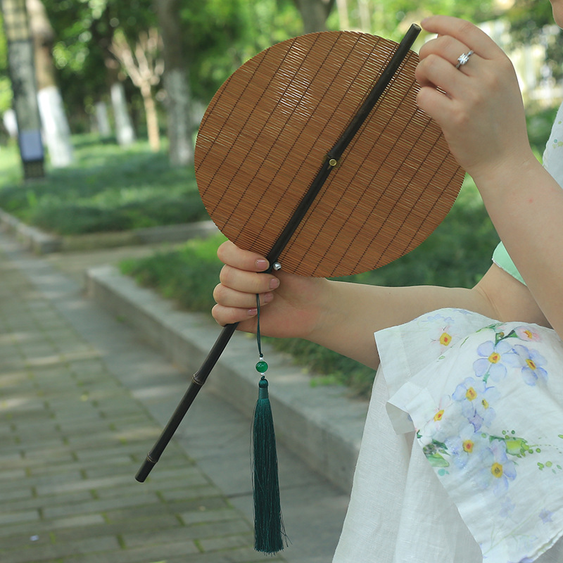 古风紫竹腰扇卷扇夏天随身携带老式折扇手工古典中式汉服旗袍扇子
