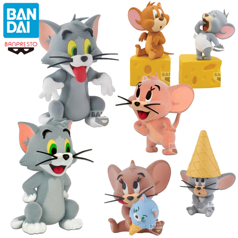万代眼镜厂猫和老鼠 Tom and Jerry汤姆杰瑞泰菲景品摆件植绒手办