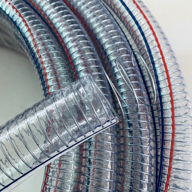 pvc钢丝软管水管透明螺旋增强软管加厚油管水管一寸4分钢丝塑料管