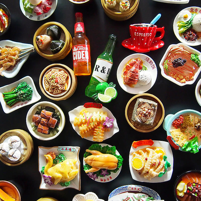 美食物小吃冰箱贴创意个性3D立体中国风名菜磁性吸铁石家居装饰品