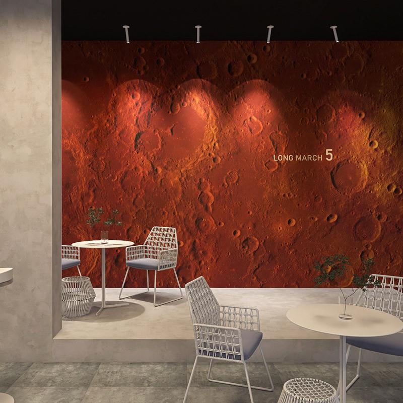 3d立体凹凸水泥壁纸月球表面陨石坑背景直播间网红拍照墙纸工业风