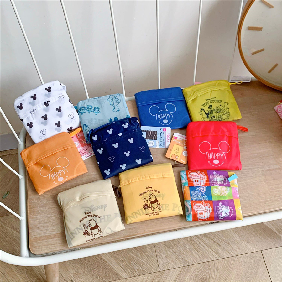 日本大创卡通折叠购物袋手提袋收纳袋清新可爱环保袋超大买菜袋子