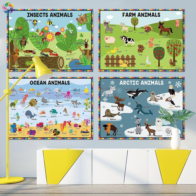 动物系列环创单词海报Animals少儿启蒙学习英语教室墙面装饰墙贴