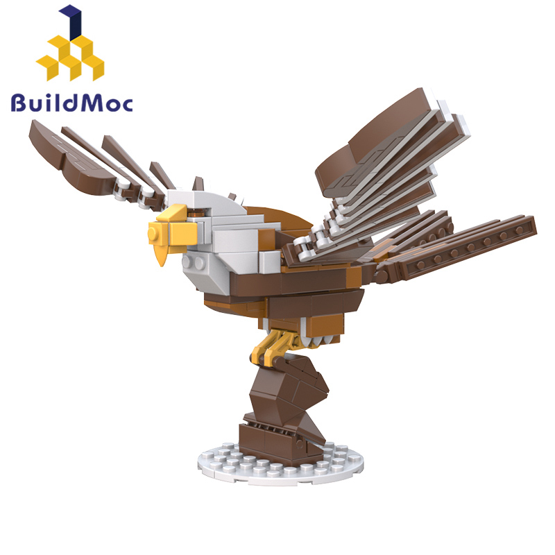 BuildMOC动物系列国潮神兽老鹰白头老雕玩偶摆件拼装益智积木玩具