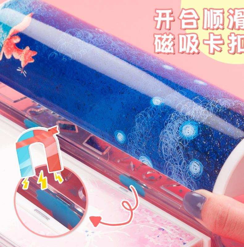 初中甜甜流沙文具盒爱好梦幻新款超火粉色同款冰雪创意可爱的笔袋