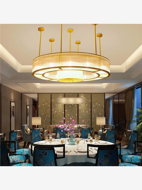 新中式酒店包厢水晶灯圆形别墅大厅灯客厅大气餐厅大堂宴会厅吊灯