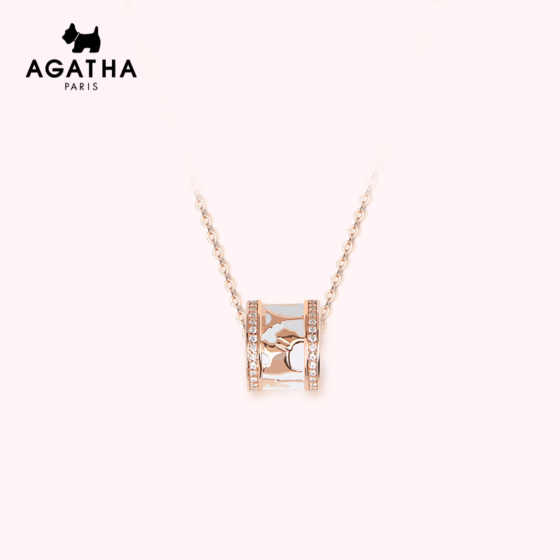 【进口免税】AGATHA/瑷嘉莎925银环游世界系列建筑小狗锁骨项链女