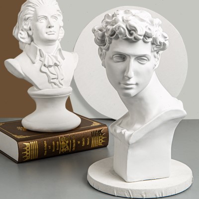 左绘小卫石膏像头像雕塑雕像树脂北欧风摆件模型人像素描美术教具