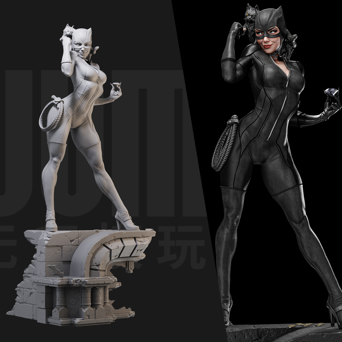 1/24 猫女DC 蝙蝠侠 18比例GK白模手办3D打印兵人模型 3259