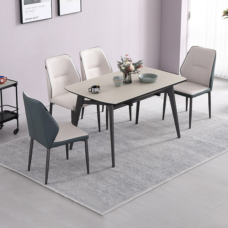掌上明珠1.3m可折叠餐桌餐椅现代简约家用小户型灰色方桌变圆桌CX