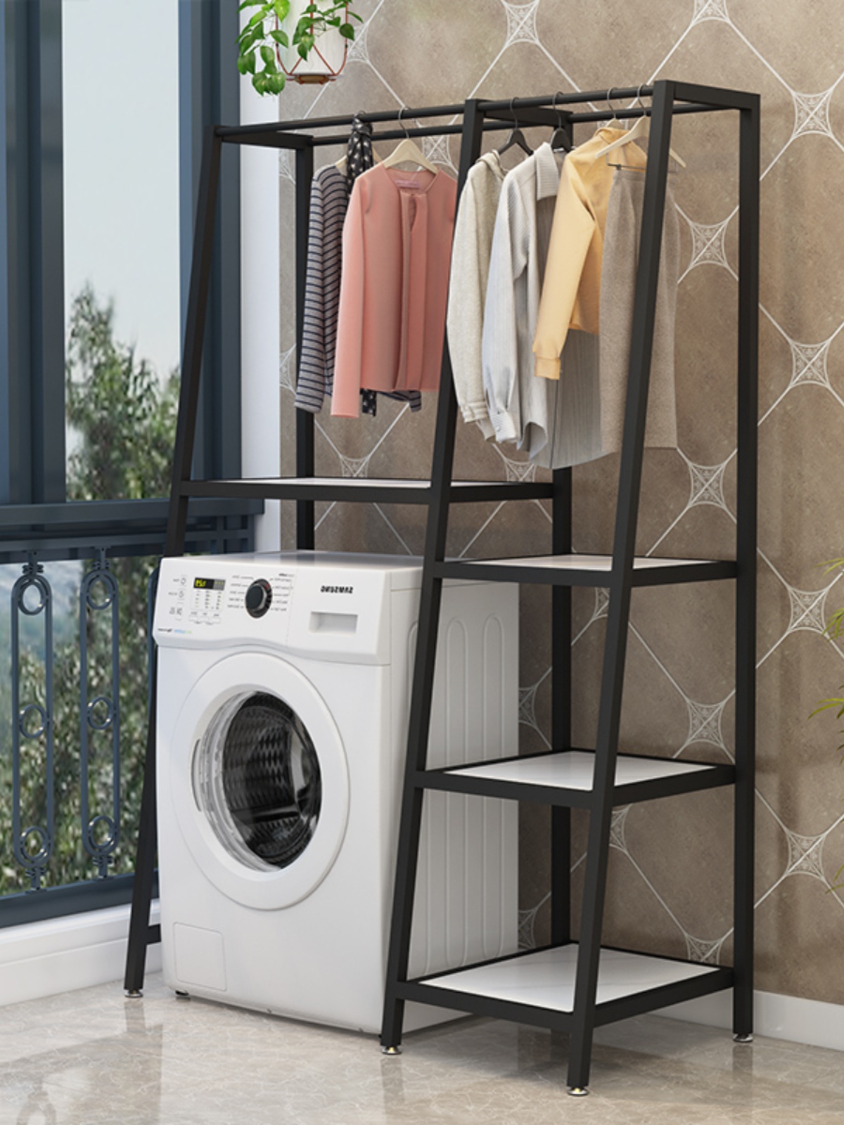 新品洗衣机置物架滚筒翻盖上开阳台洗衣机柜大理石岩板多层架子挂