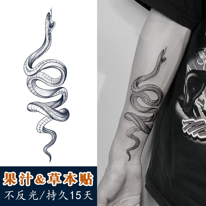 【一份2张】草本纹身贴男人手臂蛇防水持久果汁半永久图案不反光
