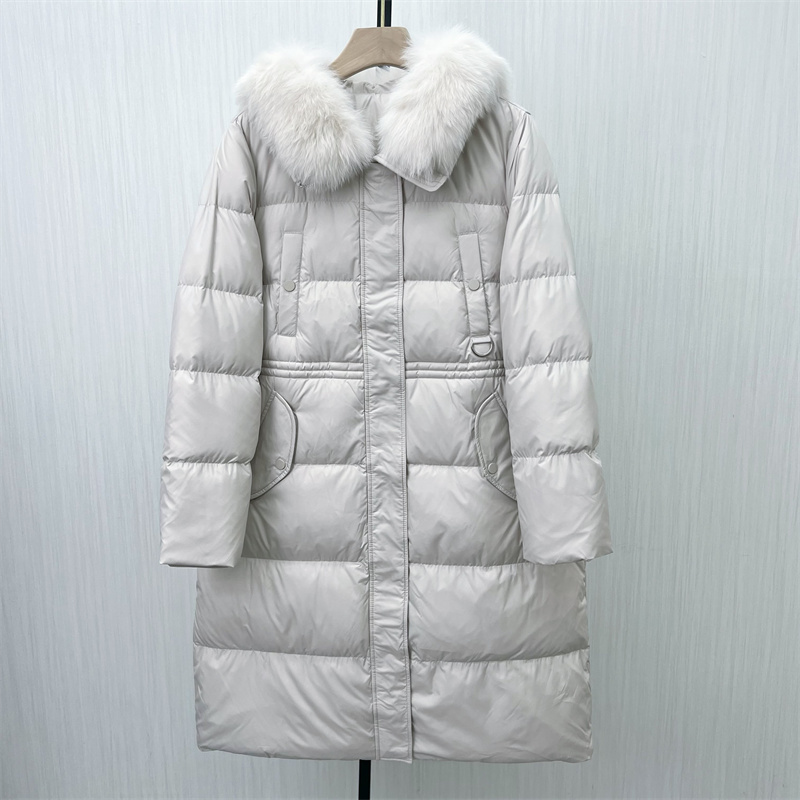 欧●2023冬装新品 大毛领羽绒服女中长款加厚保暖白鸭绒外套378