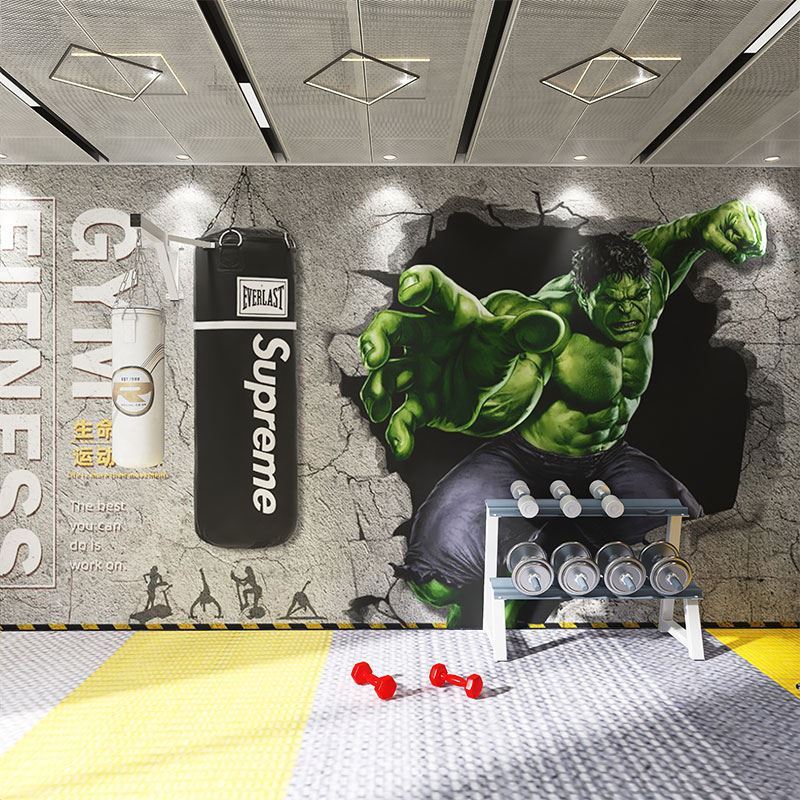 3d立体绿巨人壁纸漫威复仇者联盟主题酒吧KTV墙纸网吧健身房壁画