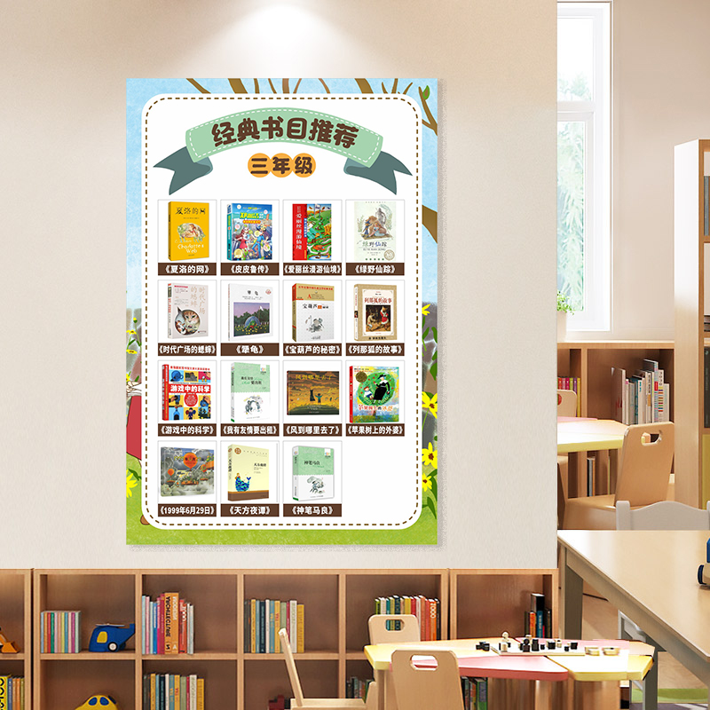 图书角布置装饰小学教室班级阅读角文化贴纸读书角墙贴纸自粘海报
