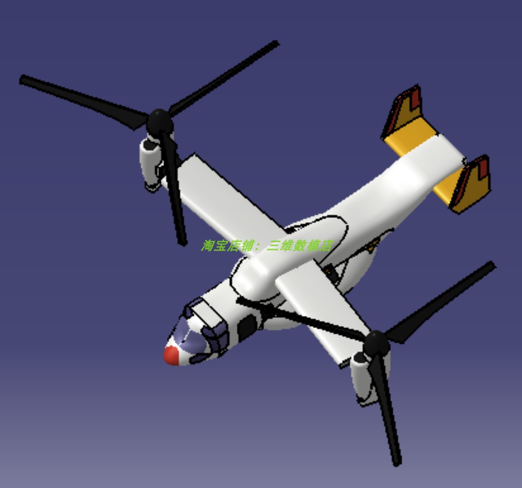 波音双螺旋桨水上飞机客机3D三维几何数模型外观概念固定垂直尾翼