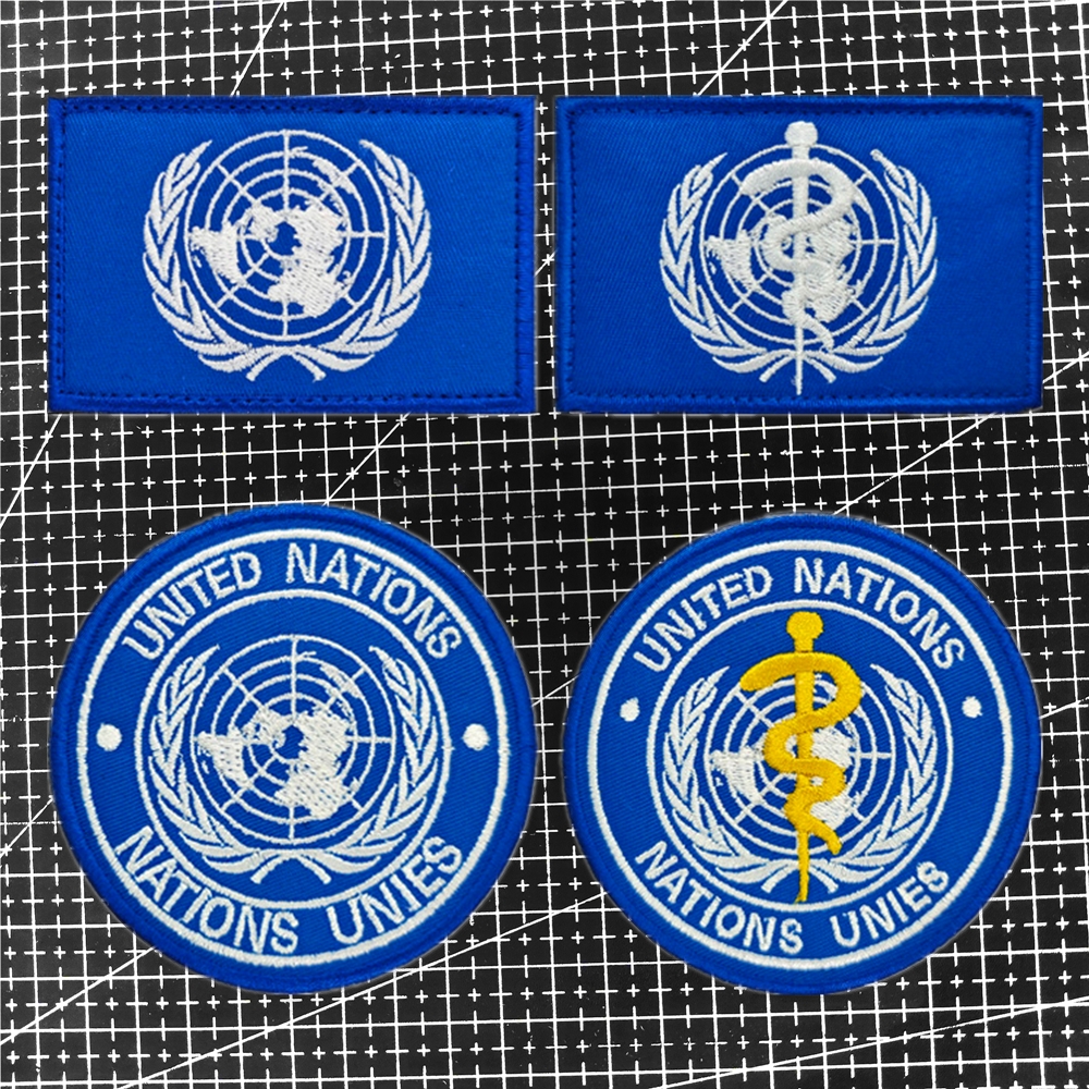 UN联合国魔术贴徽章 WHO世界卫生组织臂章军迷士气章战术背包布贴
