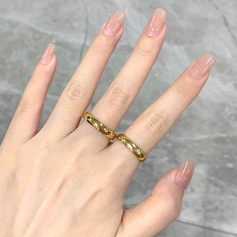 古法素圈戒指小众设计高级感越南沙金仿真结婚用黄金实心开口饰品