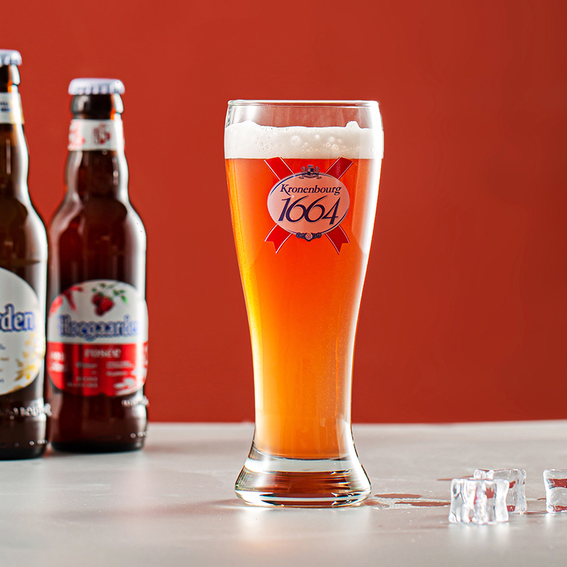 凯旋1664啤酒杯法国进口Kronebourg定制款330ml蓝瓶专用杯水杯