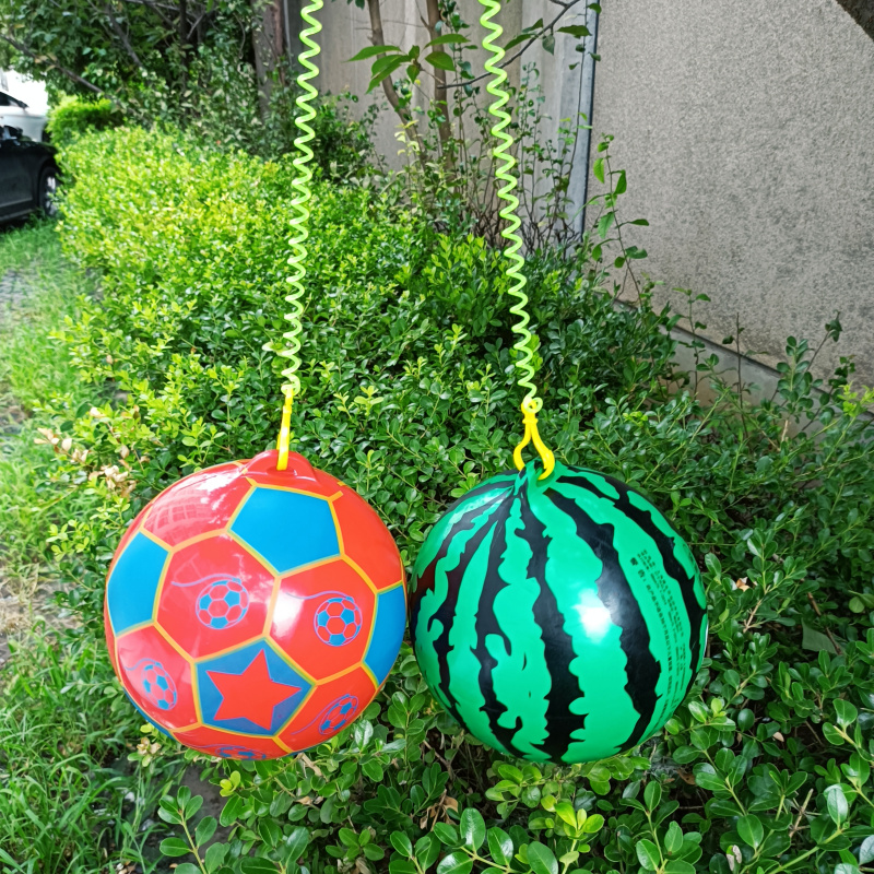 儿童链子足球弹力宝宝充气拍拍西瓜地图吊绳皮球幼儿认知运动玩具