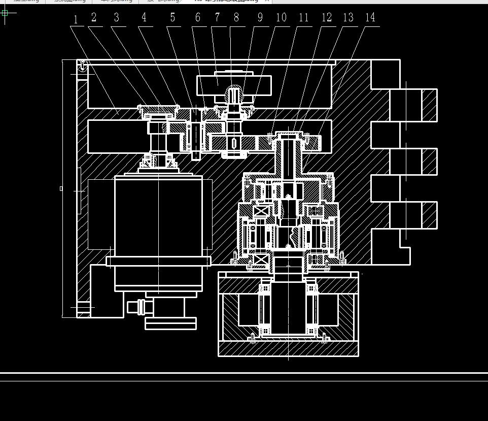 双滚筒采煤机牵引部设计2D图机械CAD素材
