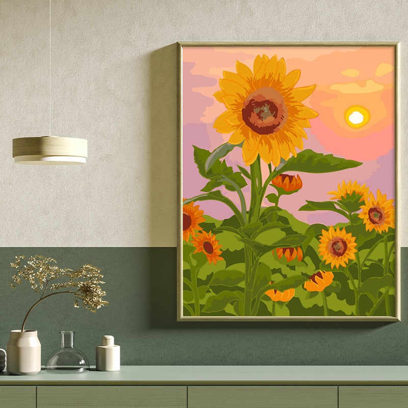 佳彩天颜 diy数字油画向日葵太阳花卉风景手绘自填涂色数码油彩画