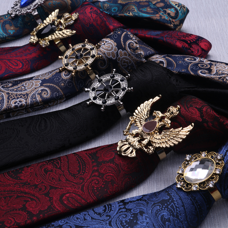 原创英皇爵迹水钻领环夹领带箍复古骑士领带箍男士商务衬衫领带扣