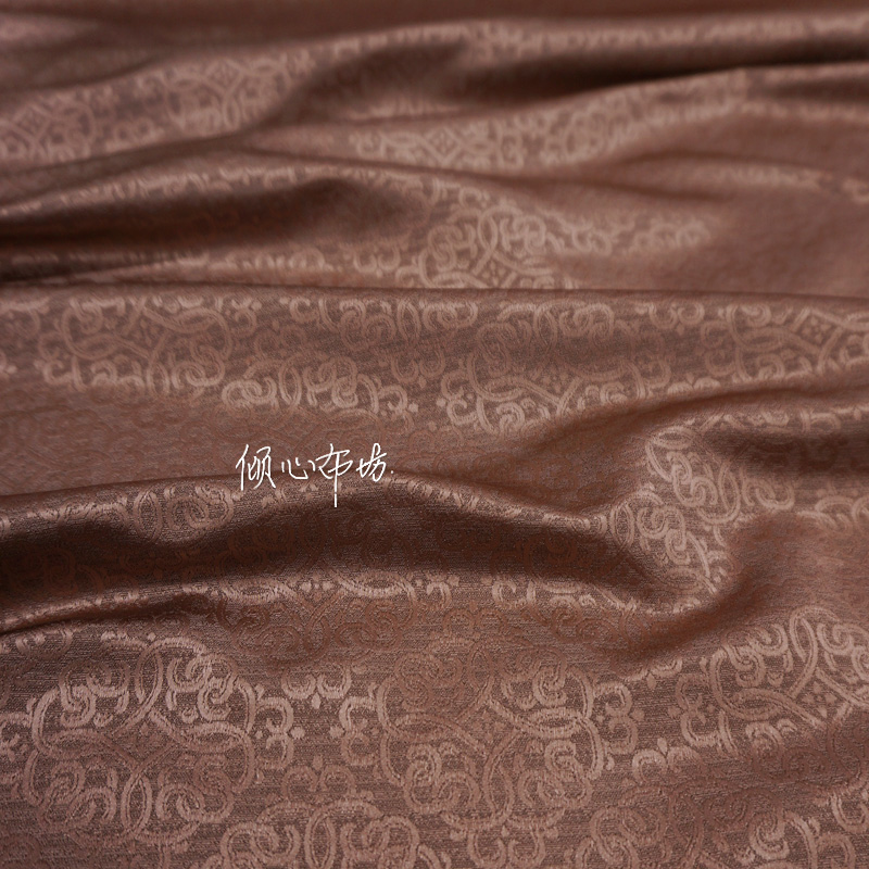 橡皮粉色暗花四合如意织锦缎布料丝绸缎子汉服古装云锦中式面料