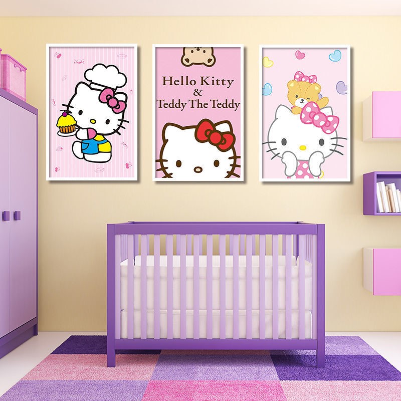 HelloKitty数字油画diy粉色可爱凯蒂猫儿童简单手绘涂色填充画画