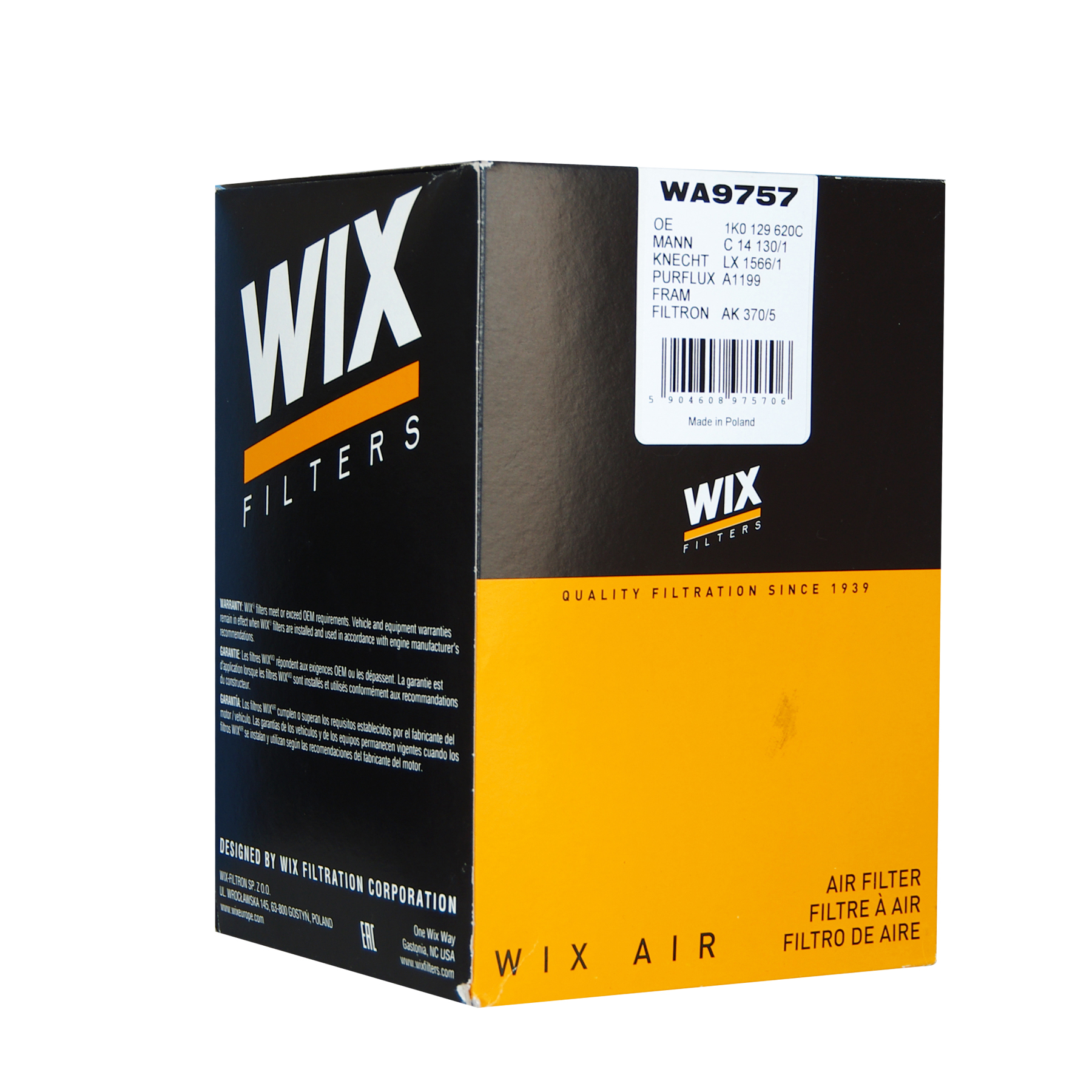 维克斯空气滤WA9757适配于A3 途安 速腾 明锐 高六 1.4t   9800