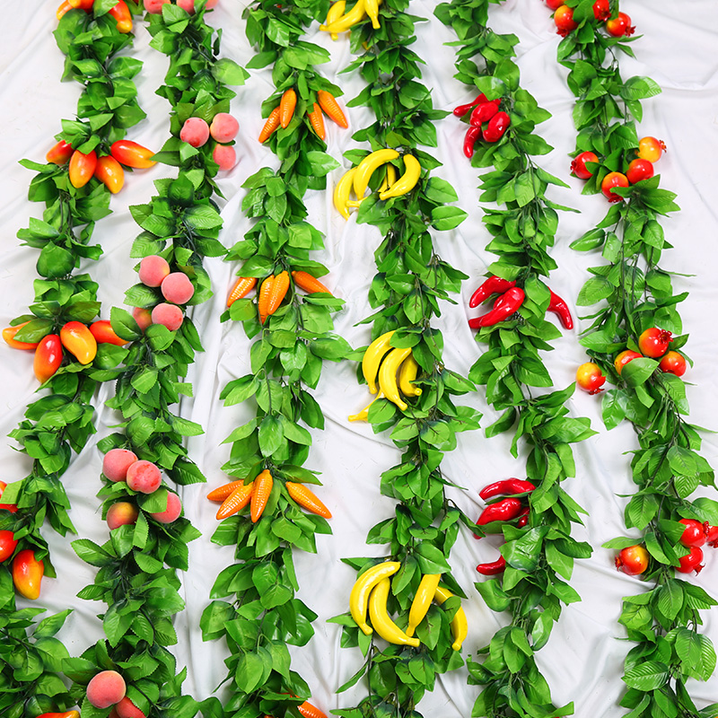 仿真水果藤条葡萄叶假花藤蔓饭店客厅吊顶空调管道装饰绿植物蔬菜