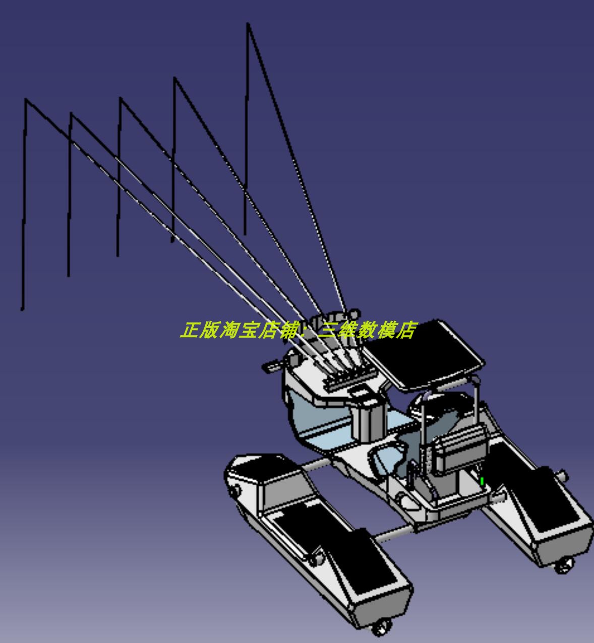 2米垂钓鱼船 双体艇小快艇摩托艇 单座椅3D三维几何数模型建模stp