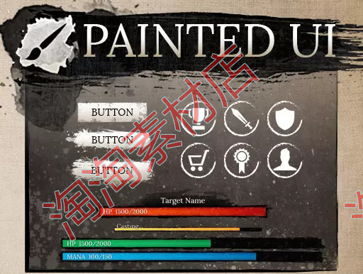 Unity3d Painted UI 1.0 手绘水墨风格界面素材包