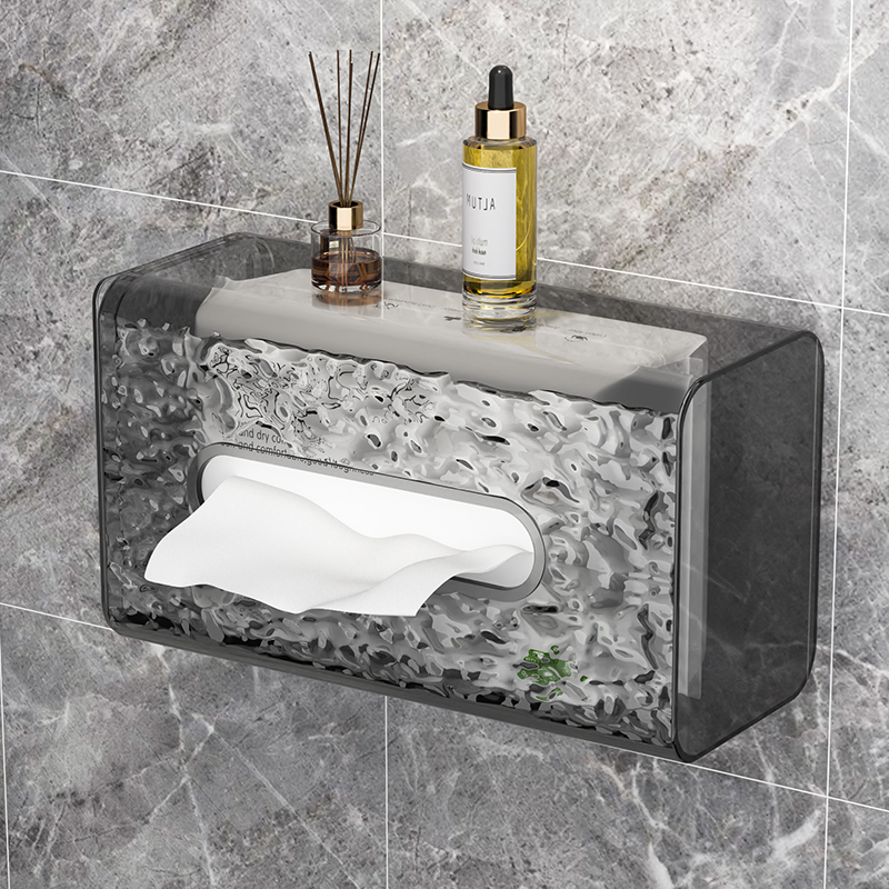 水波纹纸巾收纳盒高档壁挂式家用纸巾盒厨房卫生间透明客厅抽纸盒