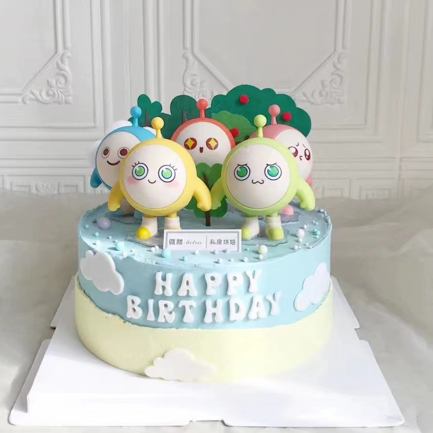 烘焙蛋糕装饰可爱卡通蛋仔派对儿童宝宝男孩生日甜品台摆件