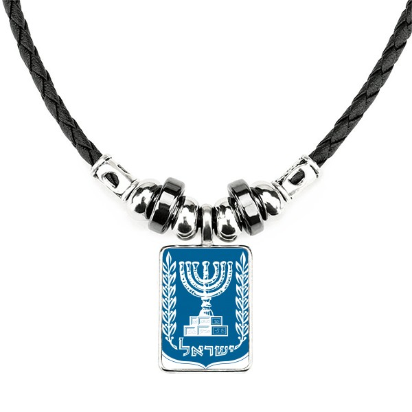 以色列国徽标志符号图案手工皮绳项链吊坠饰品