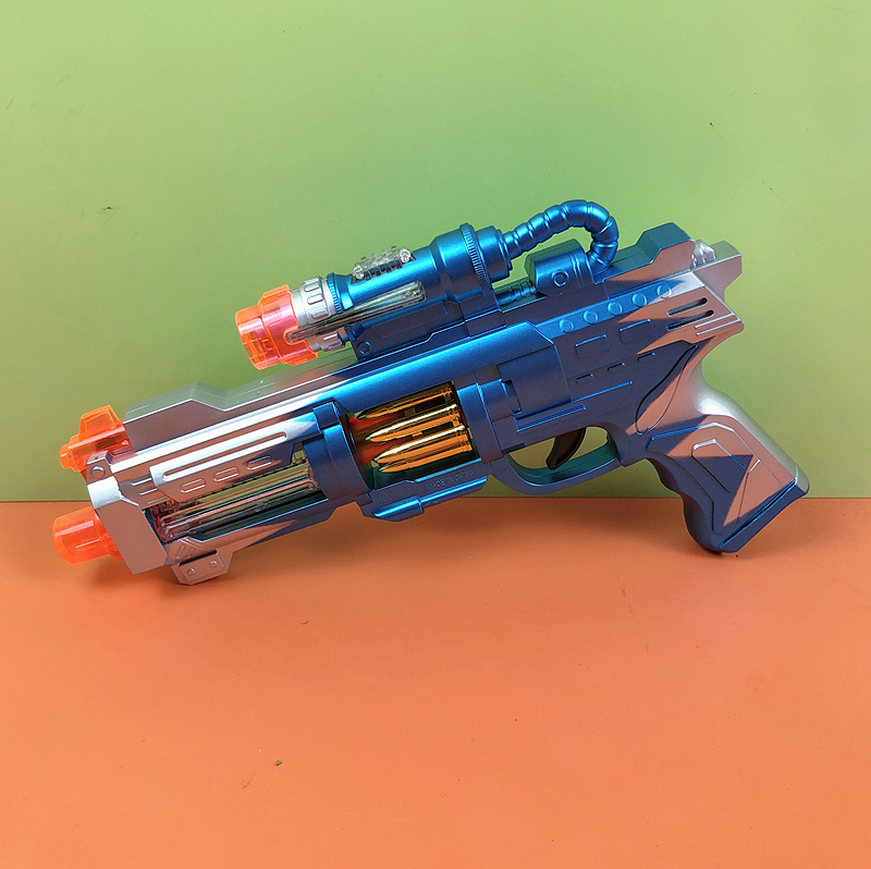 儿童电动伸缩震动子弹夹LED炫酷灯光发光发声语音玩具枪男孩2-6岁
