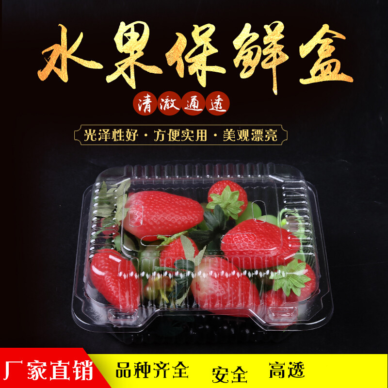 长方形水果盒子塑料透明有盖果切盒草莓盒拼盘车厘子包装盒125克