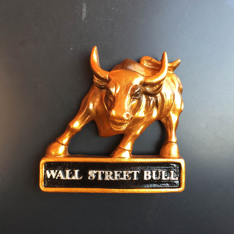 美国纽约的标志曼哈顿华尔街铜牛立体手工彩绘磁铁冰箱贴伴手礼